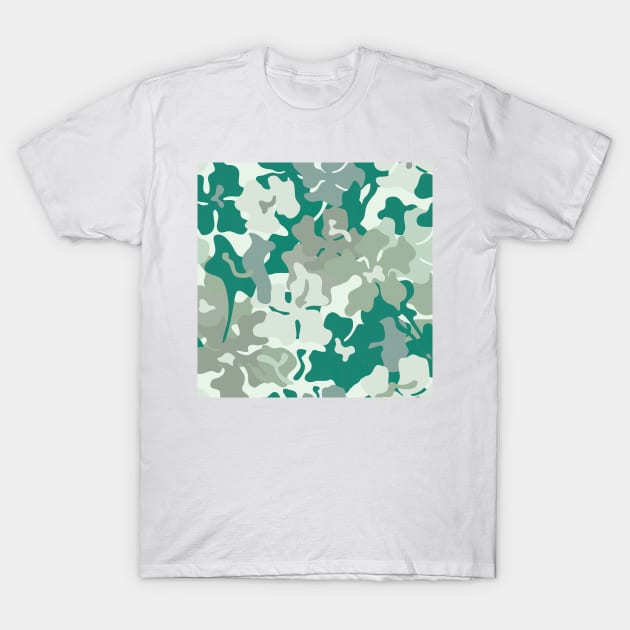 Bold Florals / Retro Shapes in Green T-Shirt by matise